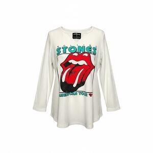 The Rolling Stones Cream Waffle Thermal Oversized Tee Size 2